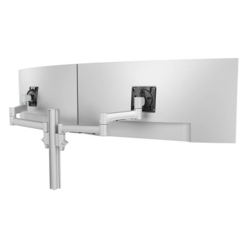 Atdec AWMS-2-5940-H-S Dual Side-By-Side Ultrawide Monitor Mount with Swing Arms - Heavy-Duty F-Clamp - Silver - Image 1
