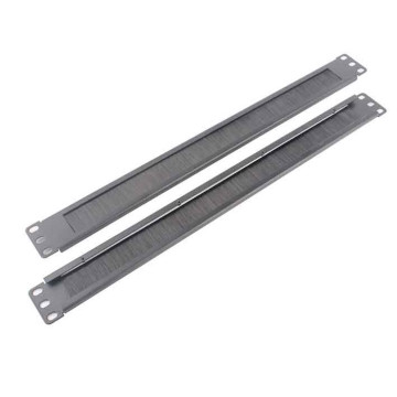 LDR WB-CA-01 1U 19' Cable Management Brush Rail (Brush Panel) - Black Metal Construction - Image 1