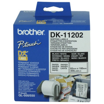 Brother DK-11202 White Shipping/Name Badge Labe 62mmX100mm,300 labels per roll - Image 1