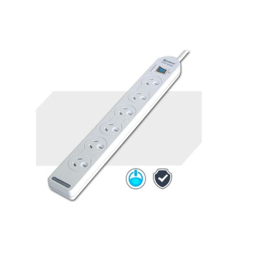 Generic PAD-137P Sansai 6-Way Power Board (137P) with Master Switch Overload Protecte Reset button Indicator Light 100CM Lead 240VAC 10A - Image 1