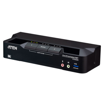 Aten CS1942DPA-AT-U Desktop 2-Port USB 3.0 8K DisplayPort Dual-Display KVMP™ Switch, Up to 7680 × 4320 @ 60 Hz, 5120 × 2880 @ 60 Hz (Cables included) - Image 1