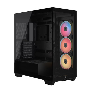 Corsair CC-9011324-WW 3500X LX-R RGB iCUE LINK Mid-Tower PC Case - Black, E-ATX, Side 360mm Rad, Glass Panels, USB-C, RS ARGB Fans, 425mm GPU, iCUE LINK Ready - Image 1