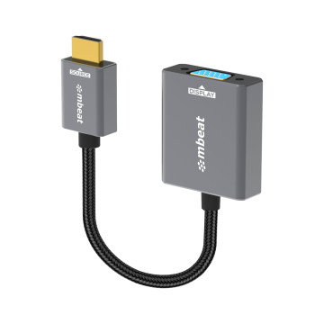 MBEAT MB-XAD-HDVGA Tough Link HDMI to VGA Adapter HDMI Support Version: 2.1 Cable Length: 15cm Up to 1080p@60Hz (1920×1080).Package Weight: 61.7g - Image 1