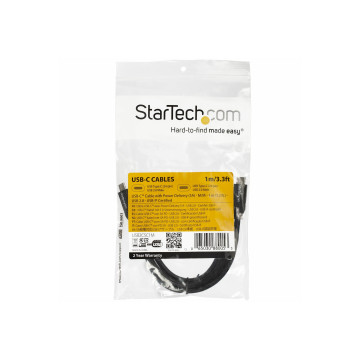 StarTech USB2C5C1M 1M 3FT USB C TO USB C CABLE - 5A PD - USB 2.0 USB-IF CERTIFIED 2 YR - Image 1
