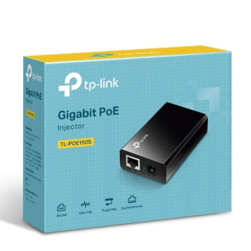 TP-LINK POE150S Omada PoE Injector Adapter, IEEE 802.3af compliant, Data and power carried over the same cable up to 100 meters, plastic case, pocket - Image 1