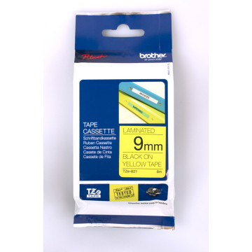 Brother TZE-621 tape 9mm x 8m: black on yellow laminated - Image 1