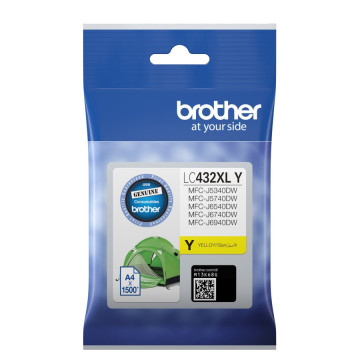 Brother LC-432XLY Yellow Ink Cartridge to Suit Mfc-j5340dw/mfc-j5740dw/mfc-j6540dw/mfc-j6740dw/mfc-j6940dw -up to 1500 Pages - Image 1