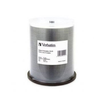 Verbatim 95252 CD-R 700MB 100Pk White Wide InkJet 52x Ideal for full-surface, edge-to-edge printing - Image 1
