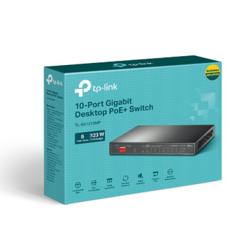 TP-LINK TL-SG1210MP 10-PORT UNMANAGED GIGABIT SWITCH, POE+(8), SFP(1), 123W, METAL CASE, 5YR - Image 1