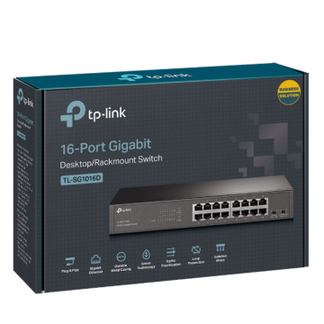TP-LINK TL-SG1016DE 16-Port Gigabit Easy Smart Switch Network Monitoring, Traffic Prioritization & VLAN Features Web-based User Interface - Image 1