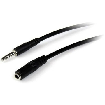 StarTech MUHSMF2M 2m 3.5mm 4 Position TRRS Headset Extension Cable - M/F - Cable for Headphone, Headset, iPhone - First End: 1 x Mini-phone Audio - Male - Second End: 1 x Mini-phone Audio - Female - Extension Cable - Shielding - Black - Image 1