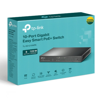 TP-LINK TL-SG1210MPE 10-PORT EASY SMART GIGABIT SWITCH, POE+(8), SFP (1) 123W, METAL CASE, 5YR - Image 1