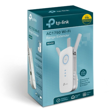 TP-LINK RE450 AC1750 1750Mbps Wi-Fi Range Extender 450Mbps@2.4GHz 1300Mbps@5GHz 1Gbps LAN Port 3xAntennas replaces RE580D RE590T - Image 1