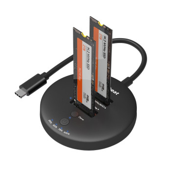 MBEAT MB-HDD-M2H3CL H3 USB 3.2 Gen2x2 20Gbps Dual M.2 NVMe SSD Dock with Clone Duplicator (Black) Clone Speed: Up to 15Gbps Product Weight (with Cable): 96g - Image 1
