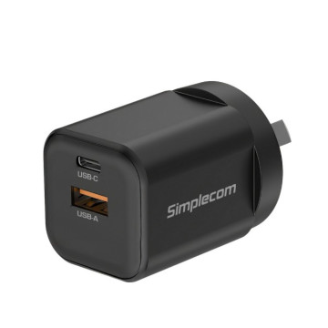 Simplecom CU235 Dual Port PD 35W Fast Wall Charger USB-C + USB-A for Phone Tablet - Image 1
