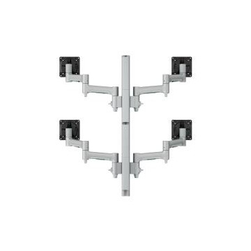 Atdec AWMS-4-4675-G-S Quad Monitor Mount on Tall Post - Grommet Clamp - Silver - Image 1