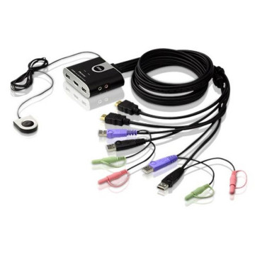 Aten CS692-AT Compact KVM Switch 2 Port Single Display HDMI w/ audio, 1.2m Cable, Remote Port Selector, - Image 1