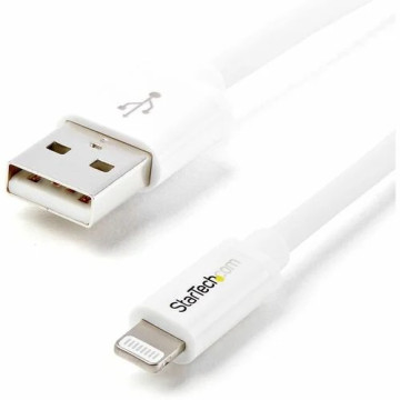 StarTech USBLT2MW 2m (6ft) Long White AppleÂ 8-pin Lightning Connector to USB Cable for iPhone / iPod / iPad - Cable for iPhone, MAC - First End: 1 x 4-pin USB Type A - Male - Second End: 1 x 8-pin Lightning - Male - 480 Mbit/s - MFI - Shielding - Image 1