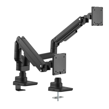 Brateck LDT69-C024P2-BL Fabulous Pole-Mounted Gas Spring Dual Monitor Arm Fit Most 17'-35' Monitors, Up to 20kg per screen VESA 75x75/100x100 Fine Texture Black （LS） - Image 1