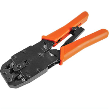 Astrotek ATP-TOOL-CT-(4/6/8) 8 pins RJ-45 6 pins RJ-12 4 pins RJ-11 Crimper Cut Strip Crimping Tool Kit with Ratchet Orange Colour Hood RoHS replaces CBC-RJ1245 - Image 1