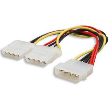 8ware 8W-MOLEX-PWR Internal Power Molex Cable 20cm - 5.25' 4 pins Male to 2x 5.25' 4 pins Female 18AWG RoHS - Image 1