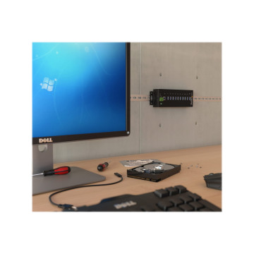 StarTech ST1030USBM 10 PORT USB 3.0 HUB, INDUSTRIAL, METAL, ESD & SURGE PROTECTION, MOUNT, 2YR - Image 1