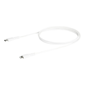 StarTech RUSBCLTMM1MW 1M USB-C TO LIGHTNING CHARGE/SYNC CABLE, DURABLE, MFi, WHITE, 2YR - Image 1