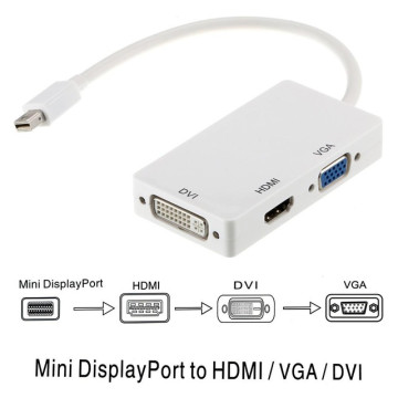 Astrotek AT-MINIDP-3IN1 3 in1 Thunderbolt Mini DP DisplayPort to HDMI DVI VGA Hub Adapter Converter Cable for MacBook Air Mac Mini Microsoft Surface Pro 3/4/5 - Image 1