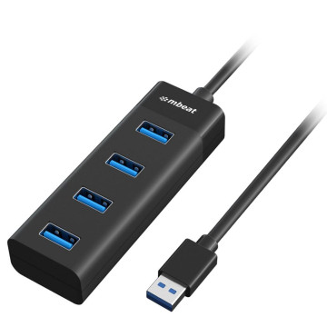 MBEAT MB-U3H-4K 4-Port USB 3.0 Hub - Black USB 3.0 transfer speeds up to 5Gbps. Plug-and-play Compact and lightweight Weight: 37g - Image 1
