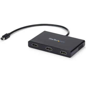 StarTech MSTMDP123HD Signal Splitter - Plastic - 30 Hz to 60 Hz - 3840 × 2160 - 15.20 m Maximum Operating Distance - DisplayPort - 3 x HDMI Out - Image 1