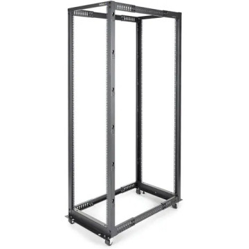 StarTech 4POSTRACK42 4-Post 42U Mobile Open Frame Server Rack, 19" Network Rack with Casters, Rolling Rack for Computer/AV/Data/IT Equipment - Store your servers, network and telecommunications equipment in this adjustable 42U rack - Compatible  - Image 1