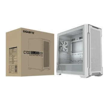 Gigabyte GB-C102GI C102 GLASS ICE Mid Tower case, 450x 210x 450 mm, White, 5 Expansion slots, 2x 3.5' Drive Support, 2 + 1 x 2.5' Drive Support, USB 3.0 x2 - Image 1
