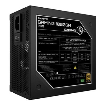 Gigabyte GP-GME1000GM PG5/PSU GAMING 1000GM PG5 1000W 80+ Gold ATX 3.1 PSU PCIe 5.0 16pin full modular 135mm fan OVP OPP SCP UVP OCP OTP 8SATA 4PCIe 2EPS 100,000h MTBF - Image 1