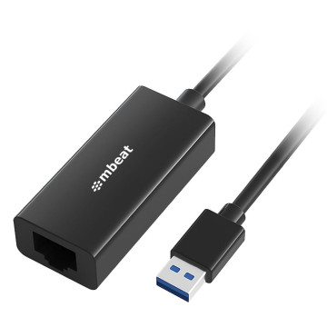 MBEAT MB-U3GL-1K USB 3.0 Gigabit Etherent Adapter - Black RJ45, up to 1000Mbps speed. Compact and lightweight Material: ABS Plastic Weight: 24.5g - Image 1