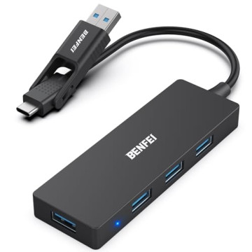BENFEI 6971785942905 000291BK 4-Port USB 3.0 Ultra Flat Data Hub, USB C Hub with 4 Ports USB 3.0 Adapter - Image 1