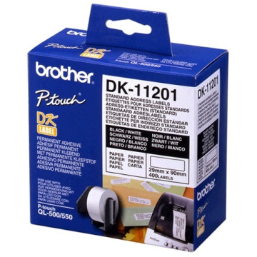 Brother DK-11201 WHITE STANDARD ADDRESS LABELS, 29MM X 90MM 400 LABELS PER ROLL White Standa - Image 1