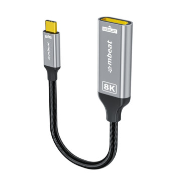 MBEAT MB-XAD-8KCDP Tough Link 8K USB-C to DP Adapter - Space Grey USB-C (male) to DisplayPort (female) Up to 32.4Gbps - Image 1