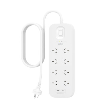 Belkin SRB004AU2M 8-OUTLET SURGE PROTECTOR WITH DUAL USBC 30W PPS, 2M CORD - Image 1