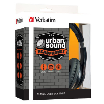 Verbatim 65066 Stereo Headphone 3.5mm - Black, Headphones Over-Ear Design, 1.2 Meter Cable Included, Great for Music on Smartphone, Laptop, Desktop - Image 1