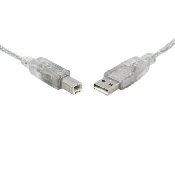 8ware UC-2000AB USB 2.0 Cable 0.5m / 50cm USB-A to USB-B Male to Male Printer Cable for HP Canon Dell Brother Epson Xerox Transparent Metal Sheath UL Approved - Image 1