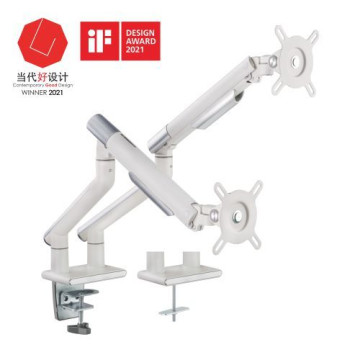 Brateck LDT49-C024-W Dual Monitor Premium Slim Aluminum Spring-Assisted Monitor Arm Fix Most 17'-32' Monitor Up to 9kg per screen VESA 75x75/100x100 (White) - Image 1