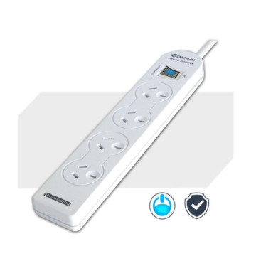 Generic PAD-131P Sansai 4 Way Basic Powerboard (131P) with Master Switch Overload Protecte Reset button Indicator Light 100CM Lead 240VAC 10A - Image 1
