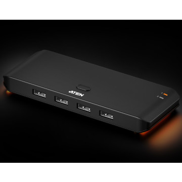 Aten US4224-AT Essential 2x4 USB 2.0 Sharing Switch, Sharing of four USB peripherals at 480 Mbps between two PCs at a press of the pushbutton. - Image 1
