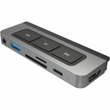 Targus HD449 HyperDrive 6 Port(s) USB Type C Docking Station for iPad, Monitor, Headphone - Memory Card Reader - SD - 60 W Power Supply - Silver - 4K @ 60Hz - 3840 x 2160 - 2 x USB Ports - 1 x USB Type-A Ports - USB Type-A - 1 x USB Type-C Ports - Image 1