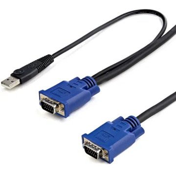 StarTech SVECONUS15 15 ft 2-in-1 Ultra Thin USB KVM Cable - Video / USB cable - 4 pin USB Type A, HD-15 (M) - HD-15 (M) - 4.57 m - Connect VGA video and USB using a single thin KVM cable - kvm cable - usb kvm cable - kvm switch cable -vga kvm ca - Image 1