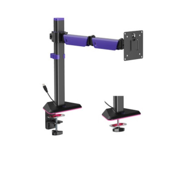 Brateck LDT89-C012L Articulating RGB Lighting Gaming Monitor Arm Matte Black, Fit Screen Size: 17'-40' Up to 12 KG - Image 1