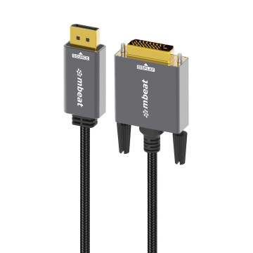 MBEAT MB-XCB-DPDVI18 Tough Link 1.8m DisplayPort to DVI-D Cable Effortless plug and play Resolutions up to 1080p/60Hz (1920×1080) Package Weight: 164g - Image 1