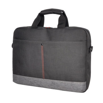 Just You PC B-156-BG Oxhorn Notebook Bag Carry Case Nylon Fabric Top Load Zip Closure Padded Compartment Shoulder Strap Black + Grey for Laptop 10' 13.3' 14' 15.6' 16' - Image 1