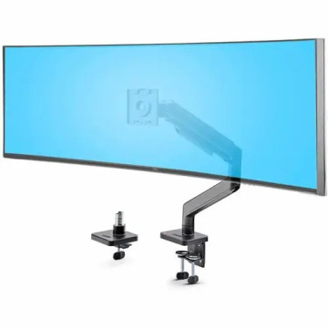 StarTech H1M1AG1-MONITOR-ARM Monitor Desk Mount for up to 49in 32:9 Ultrawide Curved Screen, Mechanical Spring Arm, C-Clamp/Grommet, Max Weight 44lb/20kg - Monitor Desk Mount for up to 49in 32:9 ultrawide curved screens - VESA 75x75/100x100 - Me - Image 1