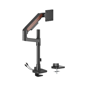 Brateck LDT81N-C012UCP-BLK LDT81N-C012UCP Fusion Heavy-Duty Pole-Mounted Gas Spring Monitor Arm with USB-A/USB-C Ports For most 17'~49' Monitors, Fine Texture Black(New) - Image 1